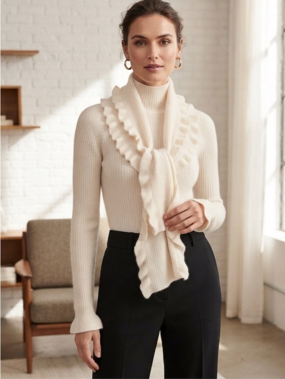 ivory ribbed cashmere sweater